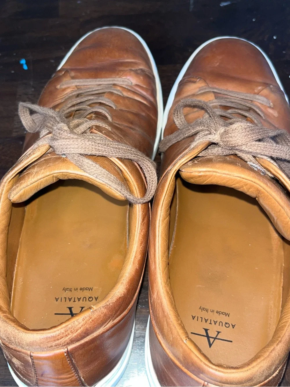 Aquatalia Brown Leather Sneakers, Sz 10